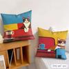 Bop Style Coffee Cats Cushion Cover Silky Short Plush Invisible Zipper Dustproof Sofa Pillow Case For Home Decor