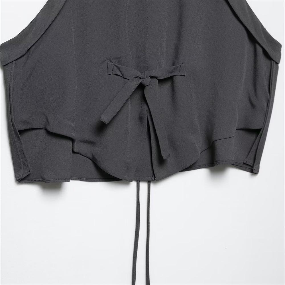 2025 Spring/Summer Women's Slim-Fit Bow-Decorated Vest Top
