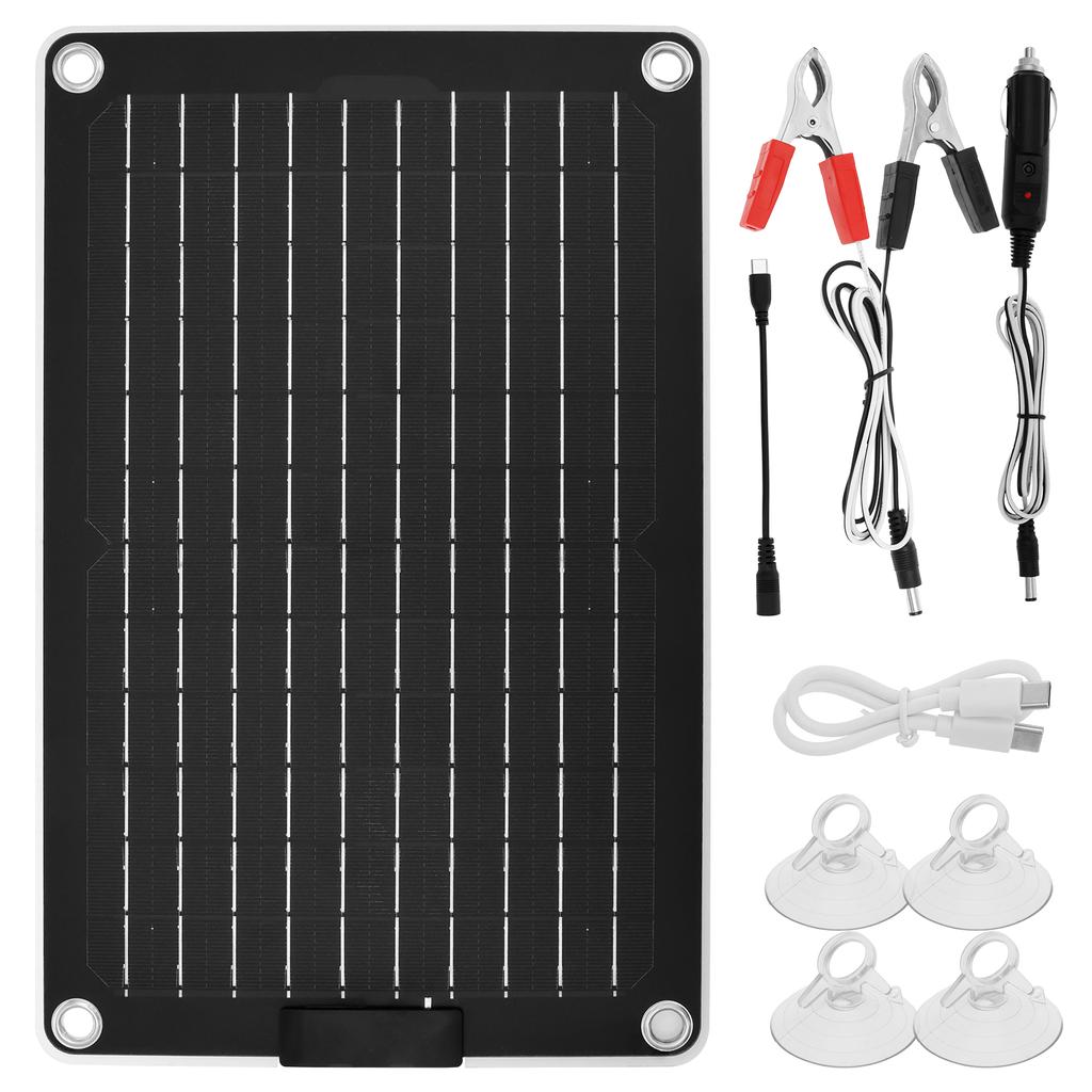 Solar Battery Charger 10W 12V Solar Trickle Car Battery Maintainer Portable IP67 Waterproof Monocrystalline Panel Charging Kit