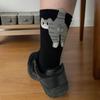 1 Pair Cute Cat Egg Socks Funny Mid Calf Warm Socks for Women 3D Cat Design Winter Cozy Wear Halloween Christmas Gift Accessory