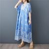Abito estivo lungo e largo casual da donna, in cotone vintage, con maniche corte e taglie forti, floreale, nuovo di zecca.