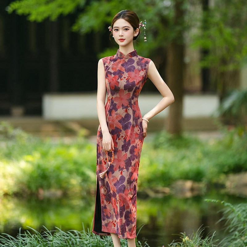 Sleeveless national style, new Chinese Suzhou long cheongsam, improved young women's high sense, daily work can wear summer