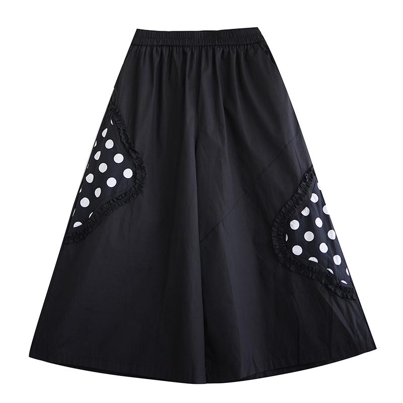 Calças femininas de algodão preto plus size vintage cintura alta casual solta verão perna larga