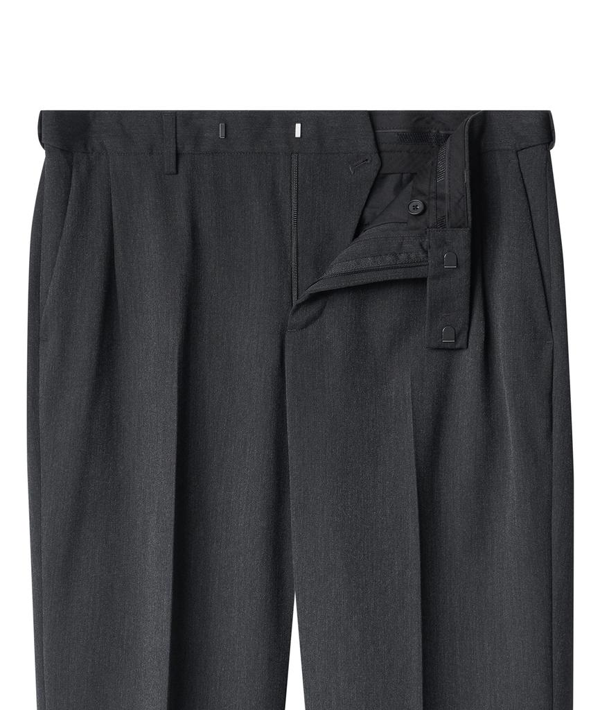 Musinsa Standard Lightweight Wide Hidden Banding Crop Slacks [Charcoal Gray]