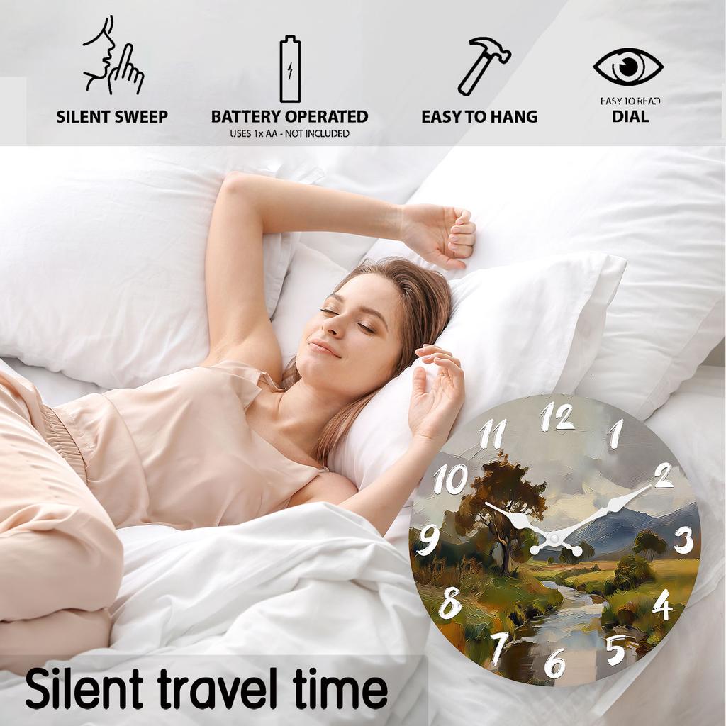 Impressionist High-Quality Oil High-Quality Painting High-Quality Landscape High-Quality Wall High-Quality Clock, High-Quality Wooden, 10-16Inch