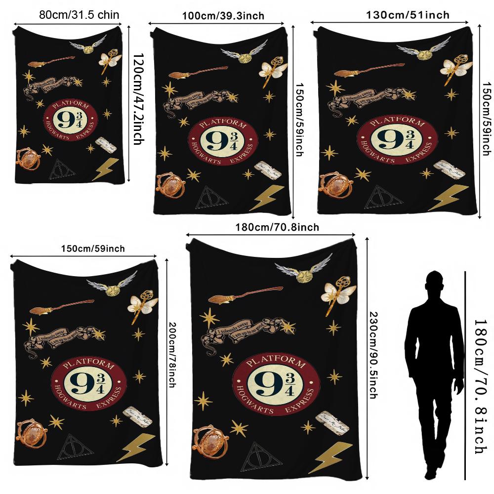 Hogwarts Magical Adventure Theme Printed Blanket Thick Warm Throw Blanket For Living Room Bedroom Study Home Decor Christmas Gift
