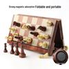 AIA UB Magnetic Wood Grain Plastic Chess Set - Portable Folding Board for Competition and Training, Available In Small and Large Sizes
