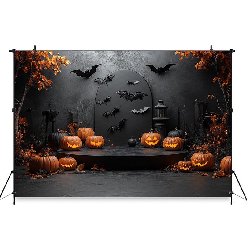 Mocsicka Halloween Backdrop For Photography Bat Black Wall Pumpkin Baby Shower Shooting Props Background Decoration Photo Studio