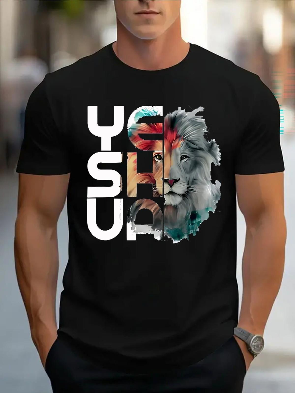 Motivational Lion Graphic Tee Yes You Can Inspirational T Shirt S