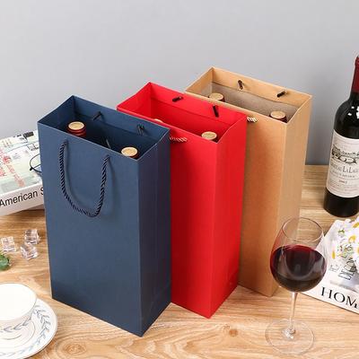 Single/Double Bottle Red Wine Gift Bag Gift Packaging Packaging Handbag Flower Paper Bag  Festivals