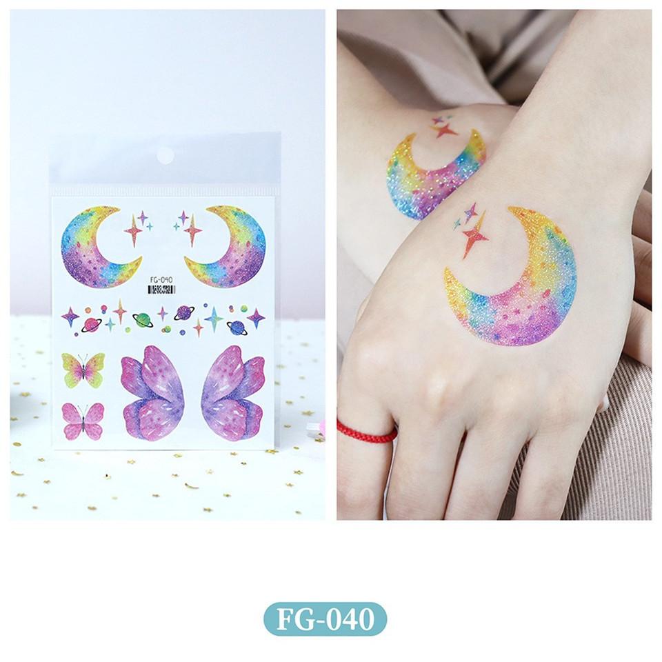1pc Glitter Gradient Butterfly Wing Tattoo Eyeliner Face Sticker for Kids' Eye Makeup DIY