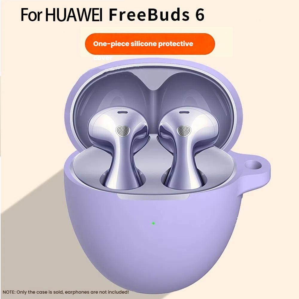 For Huawei FreeBuds 6 Silicone Case Wireless Earphone Anti-Scratch Protective Cover with Carabiner