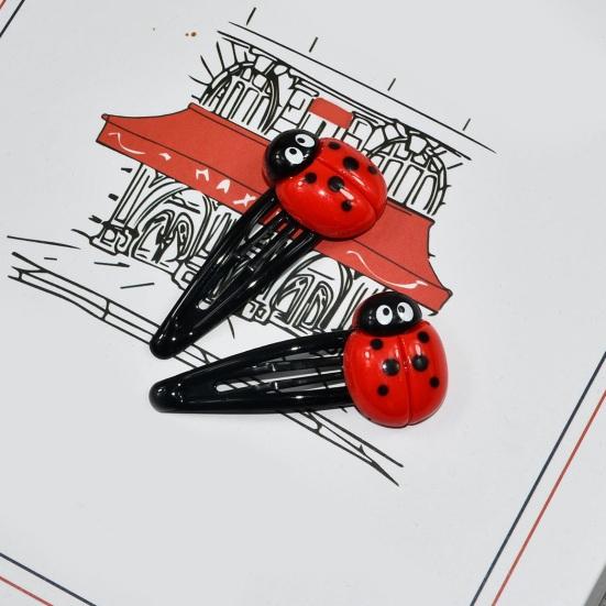 Yousheng 4Pcs Girl Hair Clips Ladybug Design Non-Slip Snap Hair Barrettes Kids Hair Pins Girls Red Hair Accessories