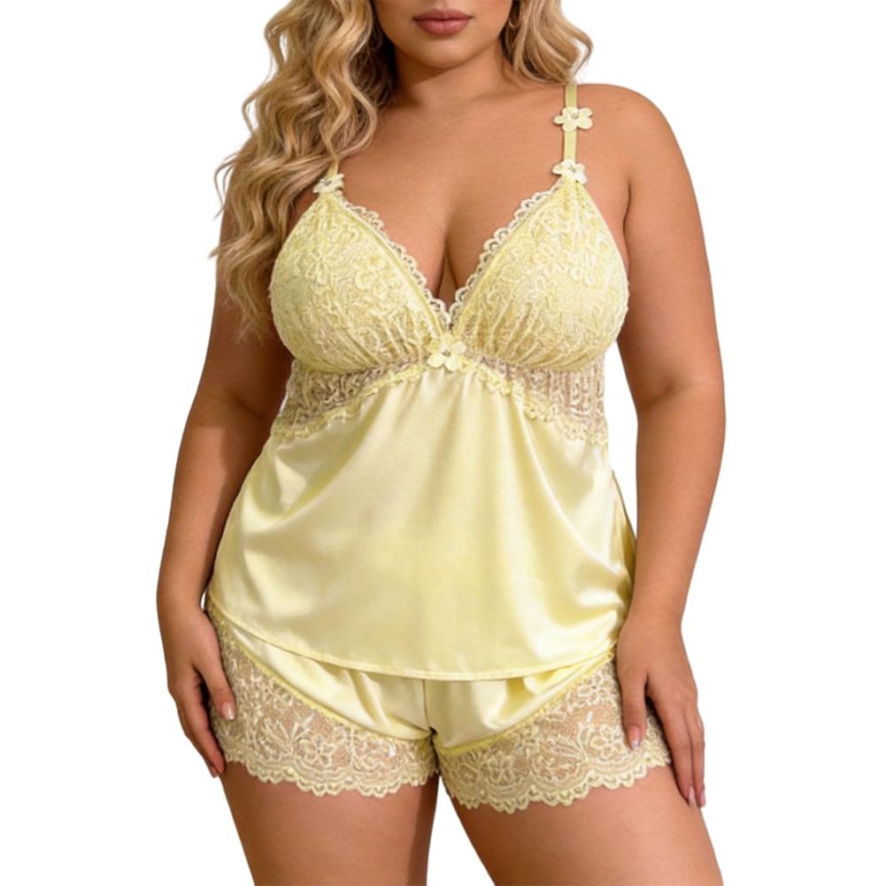 Women s Lace Tank Top and Shorts Pajama Set M