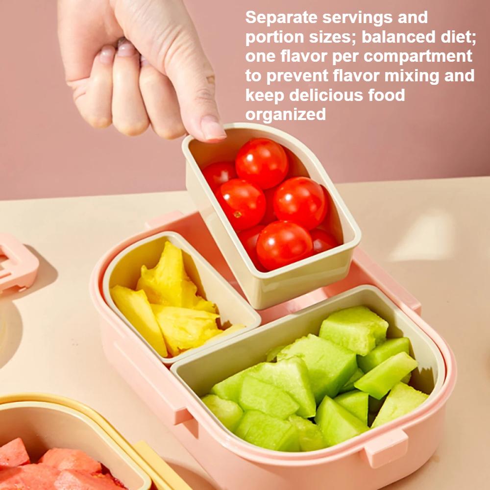 Portable Bento Box Cartoon Lunch Box Divided Fruit Pasta Salad Container Dishwasher Microwave Safe for Home Office Picnic