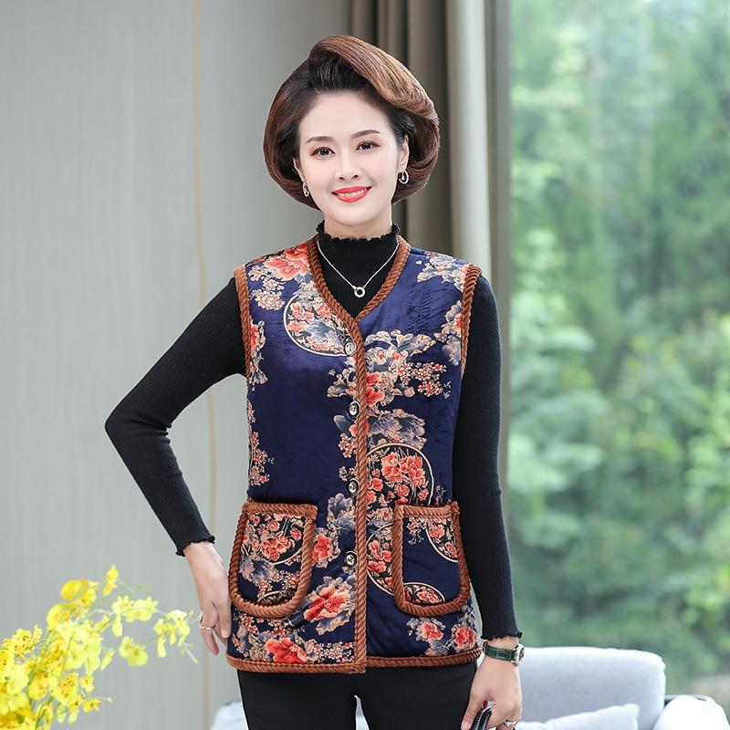 Autumn and winter velvet thickened vest thermal vest women's clothing old lady vest jacket vest
