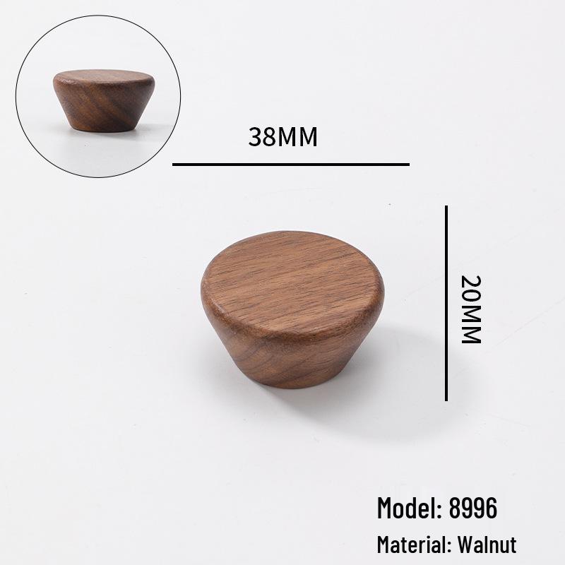 Black Walnut Wood Wardrobe Drawer Pulls - Solid Wood Handles for Children's Cabinet, Japanese Simple Light Luxury Design