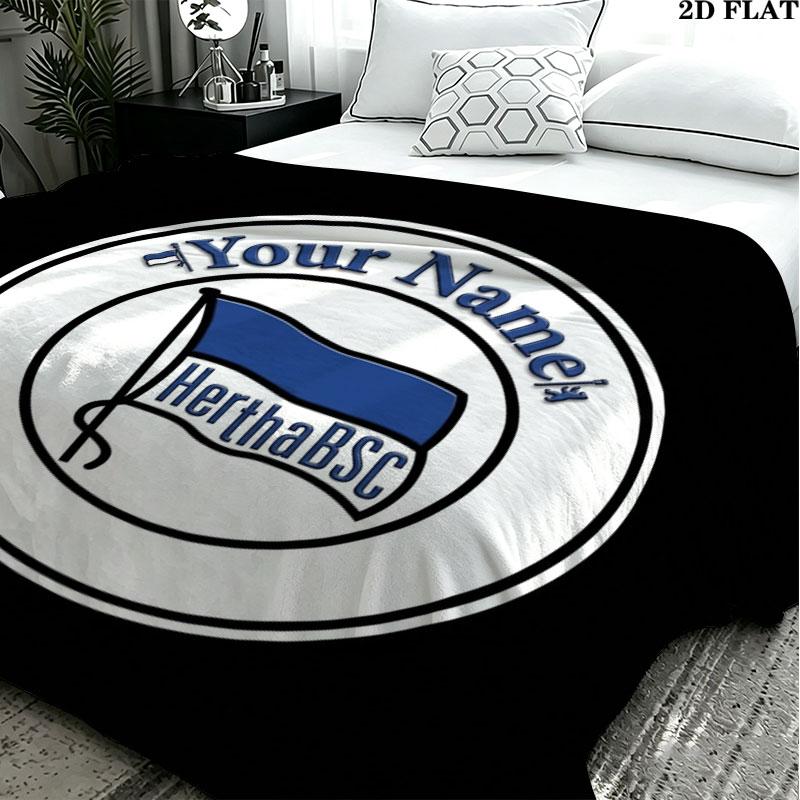 1PC Hertha BSC Custom Name Patterned Flannel Blanket Suitable For All Seasons for Home Decor Warmth and Comfort Gifts Holiday Present