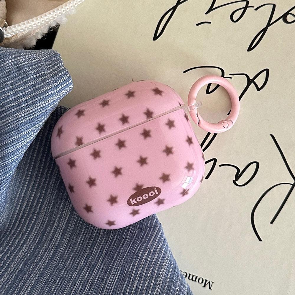 Lovely Brown Star Wireless Bluetooth Earphone Case for Apple AirPods 1 2 3 4 Pro 2 Charge Box Shell With Pink Chain Pendant