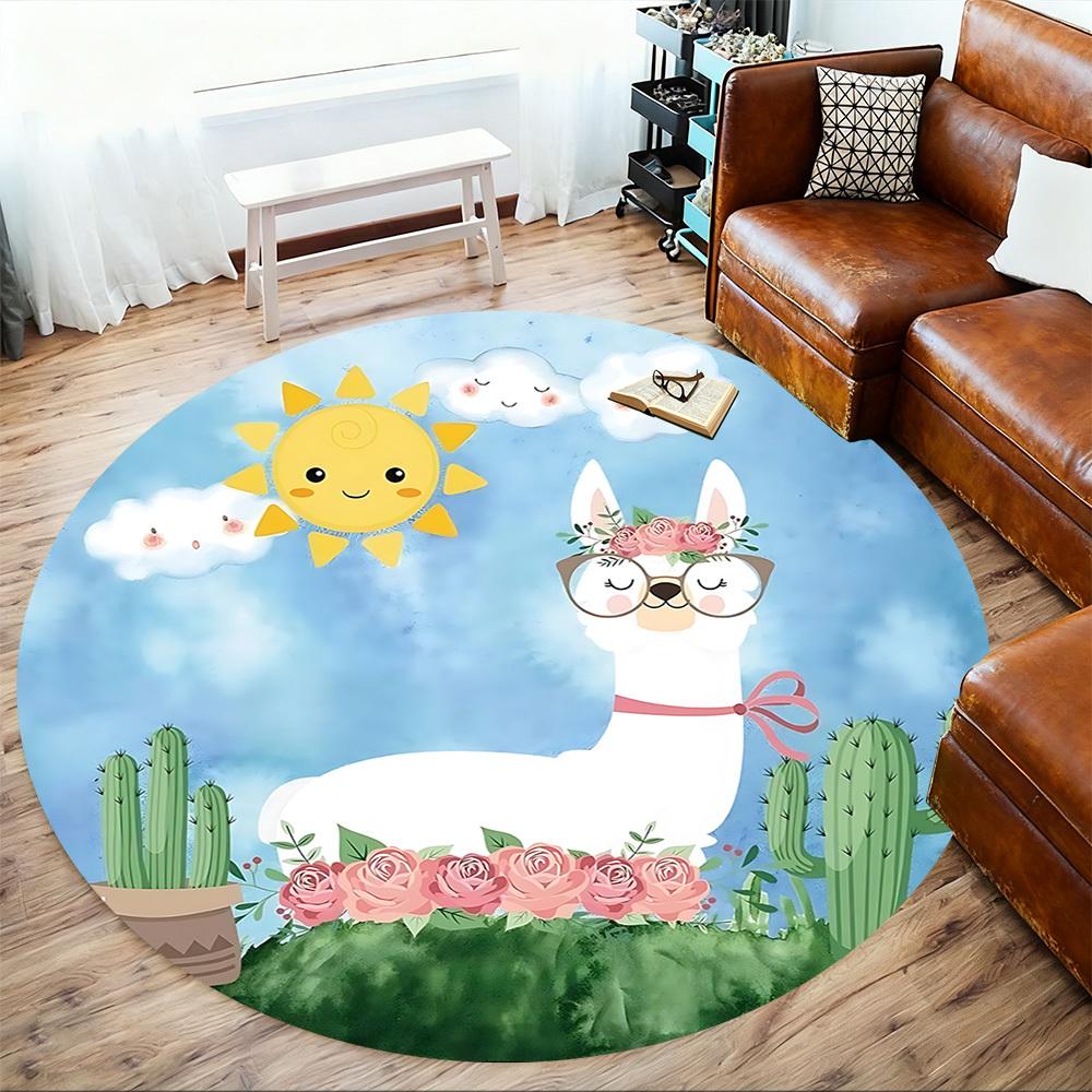 1pc llama flower Round Chair mat Area Rug - Non-Slip, Floor Mat for Office, Bedroom, and Indoor Decor c1125380