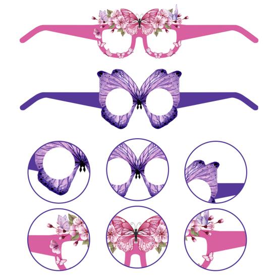 Butterfly Paper Glasses Spring Party Favors Birthday Party Eyeglasses Photo Booth Props for Kids Adults Holiday Supplies