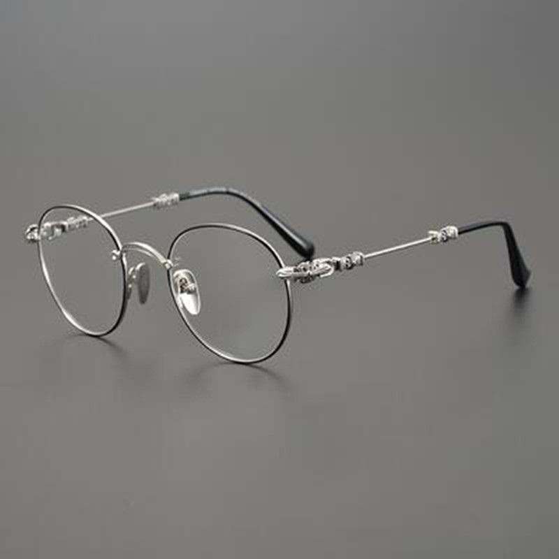 Handmade CHAR trendy and versatile glasses frame, ultra-light pure titanium retro round frame with anti-blue light myopia frame for men and women