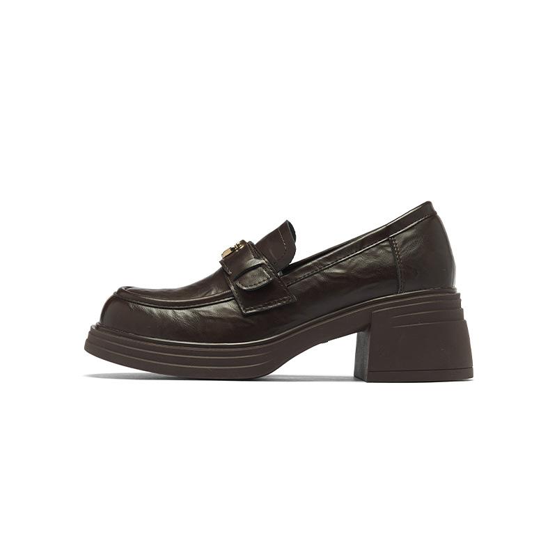 New Autumn Thick Heel British Style Single Shoes High Heel Small Leather Shoes