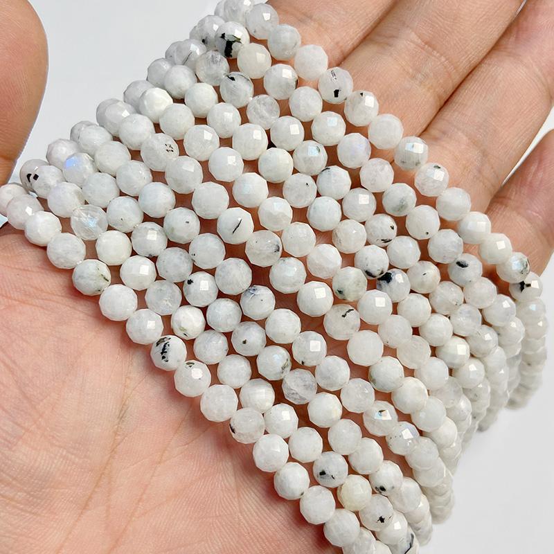 6MM Faceted Round Spacer Gem Stone Beads Loose Crystal Quartz Jaspers Bead For Beadwork Jewelry Making Women Bracelet Necklace