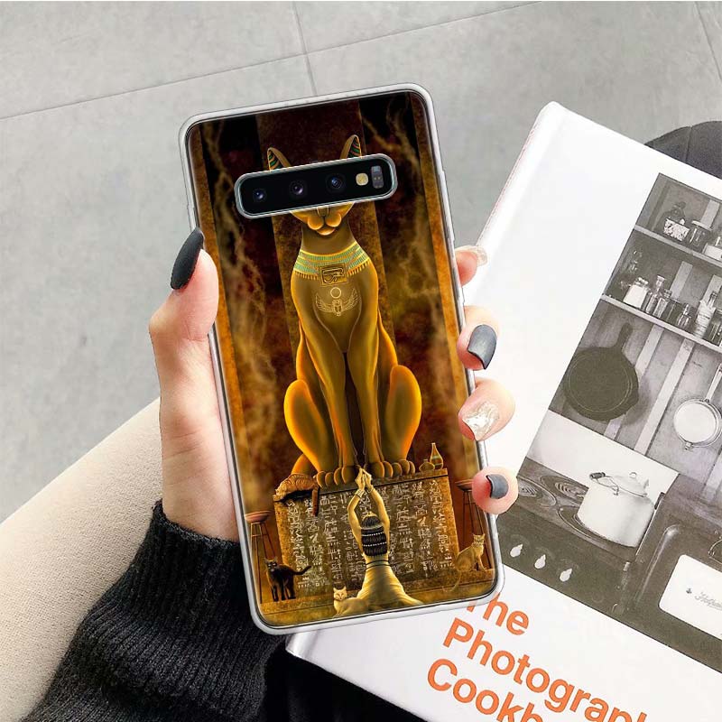 Egypt Nefertiti Anubis Ankh Cat Phone Case for Samsung Galaxy A52 A51 A50S A12 A22 A32 A72 A10S A30S A31 A71 Note 20 Ultra 10 Pl
