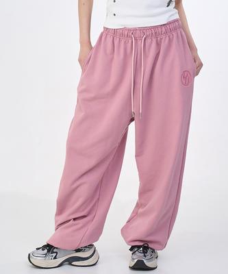 D.XO.H Double Line Stack Logo Wide Jogger Sweatpants Indie Pink