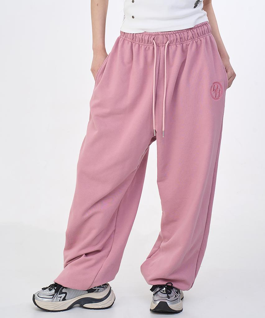 D.XO.H Double Line Stack Logo Wide Jogger Sweatpants Indie Pink