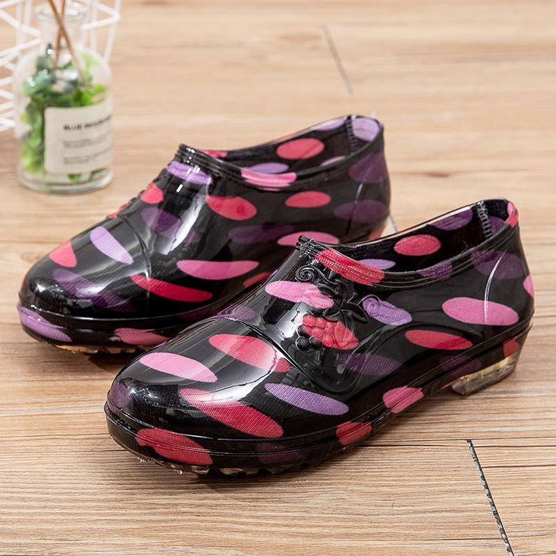 Low-top fashion models, light-mouth waterproof shoes, rain shoes, women's summer kitchen work rubber shoes, water-treading non-slip short overshoes