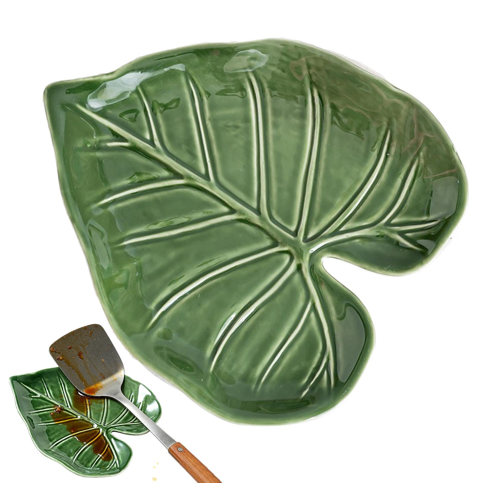 

Leafs Shaped Ceramic Spoon Holder Ceramic Heat Resistant Kitchen Spoon Rest Stove Utensil Holder Green Decorative Spoon Holder China Mainland
