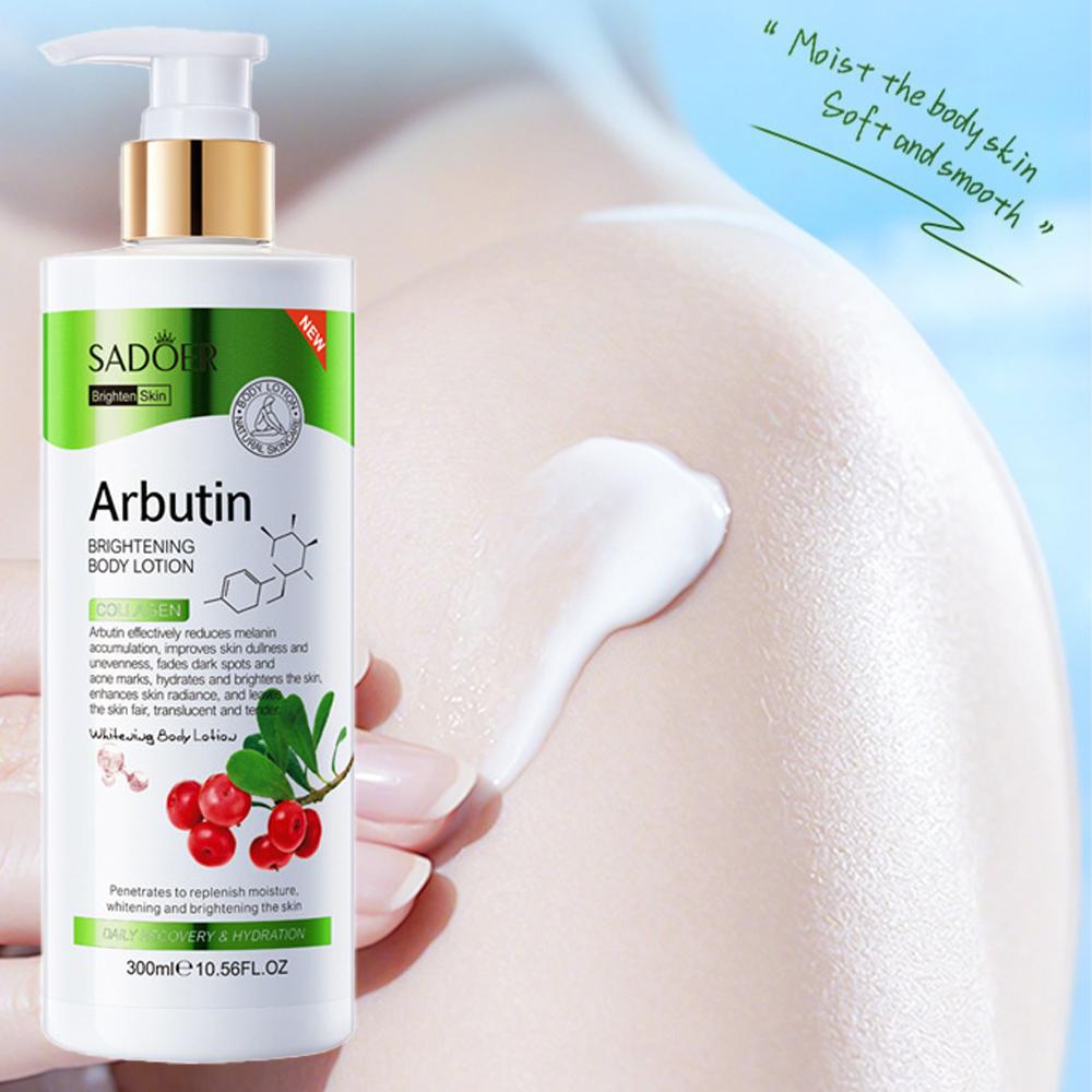 SADOER Arbutin Brightening Body Lotion: Moisturizing & Whitening Cream for Dark Spots, Uneven Skin Tone & Dullness, 300ml