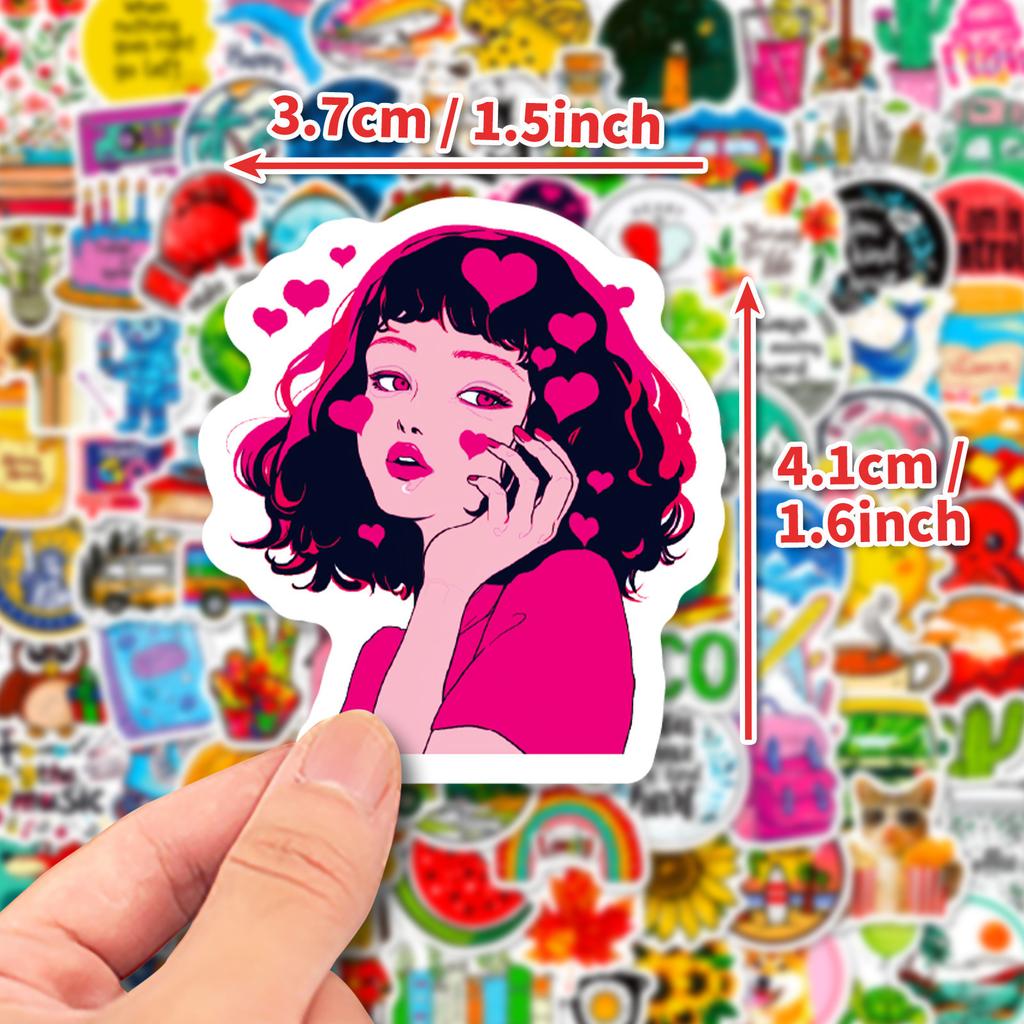 100 Pieces Small Size 4cm Beach Fresh Ins Style Mixed Stickers DIY Suitcase Stickers