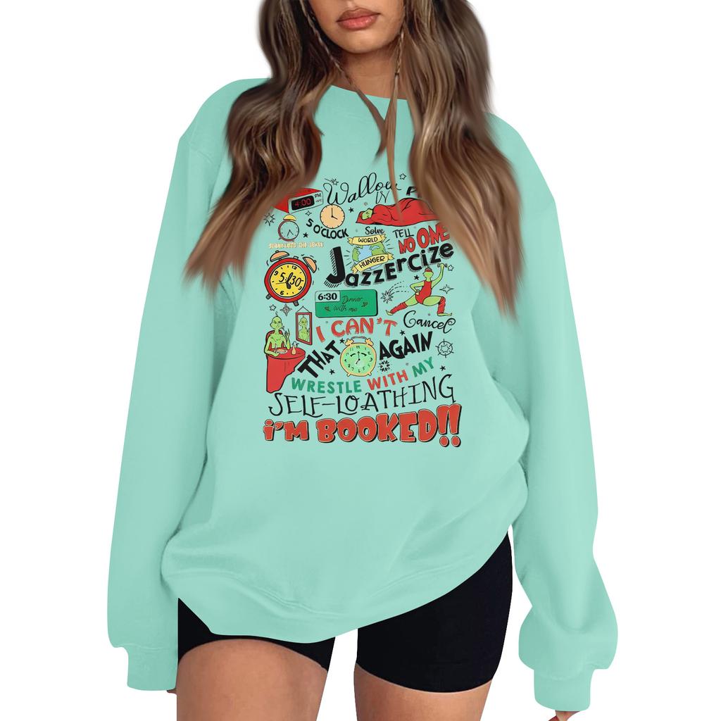 Women's Fashion Long-Sleeve Pullover Sweatshirt With Fun Christmas  Print