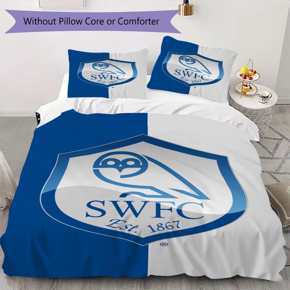 Sheffield Wednesday Pattern Bedding Uilt Set Uilt Cover Pillowcase Home Decoration Birthday Gift (1 * Duvet Cover + 2 * Pillowcase Without Core)