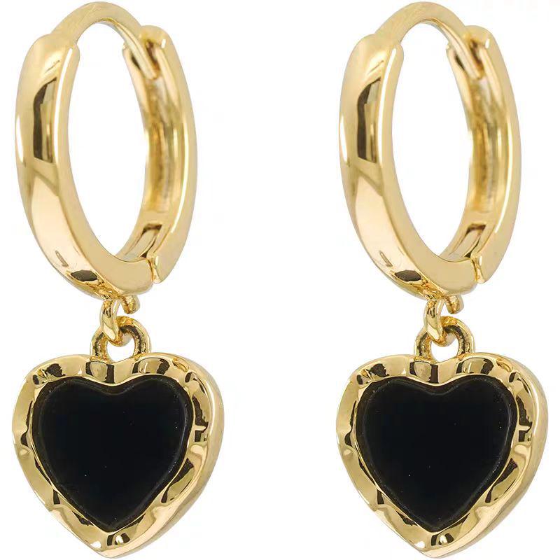 2025 Black Heart Temperament Dangle Earrings: Elegant, Unique, High-End Women's Hoops