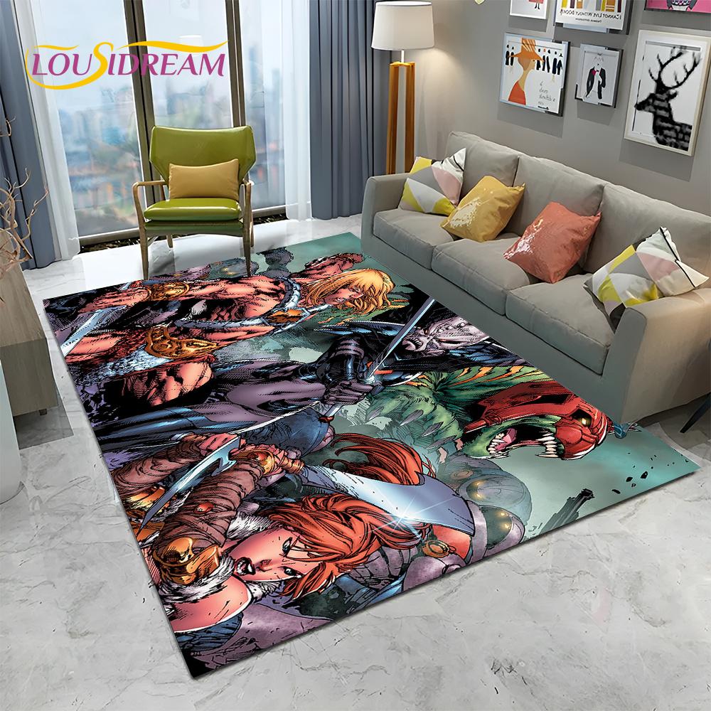 3D Retro Cartoon He Man Masters of Universe Carpet Rug for Home Living Room Bedroom Sofa Doormat Decor,kid Area Rug Non-slip Mat