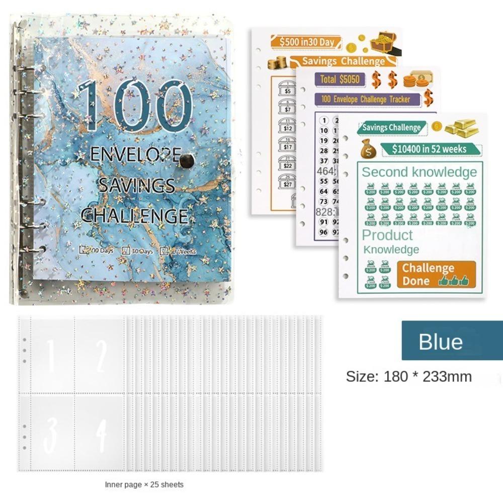 Large Capacity 100 Envelopes Money Saving Challenge Shining Savings Challenges Book  Couples