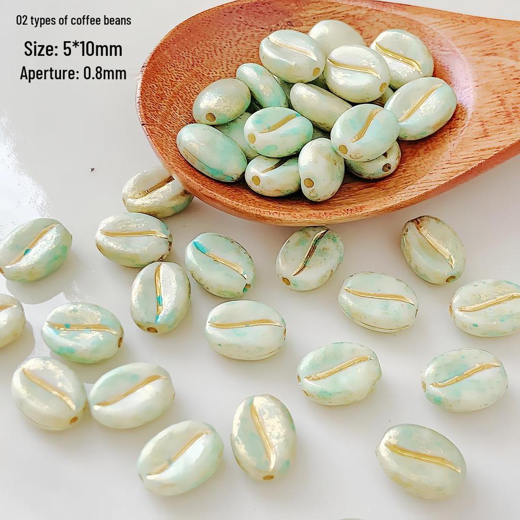 Picasso-Style Acrylic Coffee Bean Czech Beads for DIY Bracelets & Rings