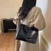 Simple Versatile Pu Leather Shoulder Bags for Women Large Capacity Ladies Chain Work Tote Bag College Style Girls Class Handbags