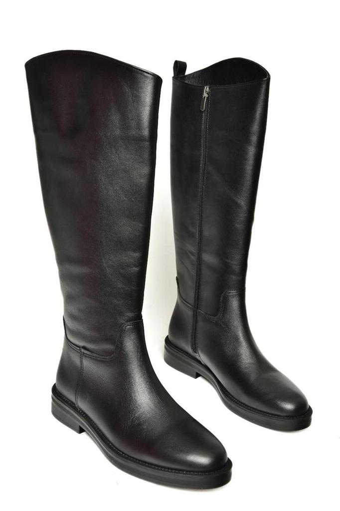 Women Modern Stylish Fashion Boots Boots Faux Leather Black Flat Sole Boots