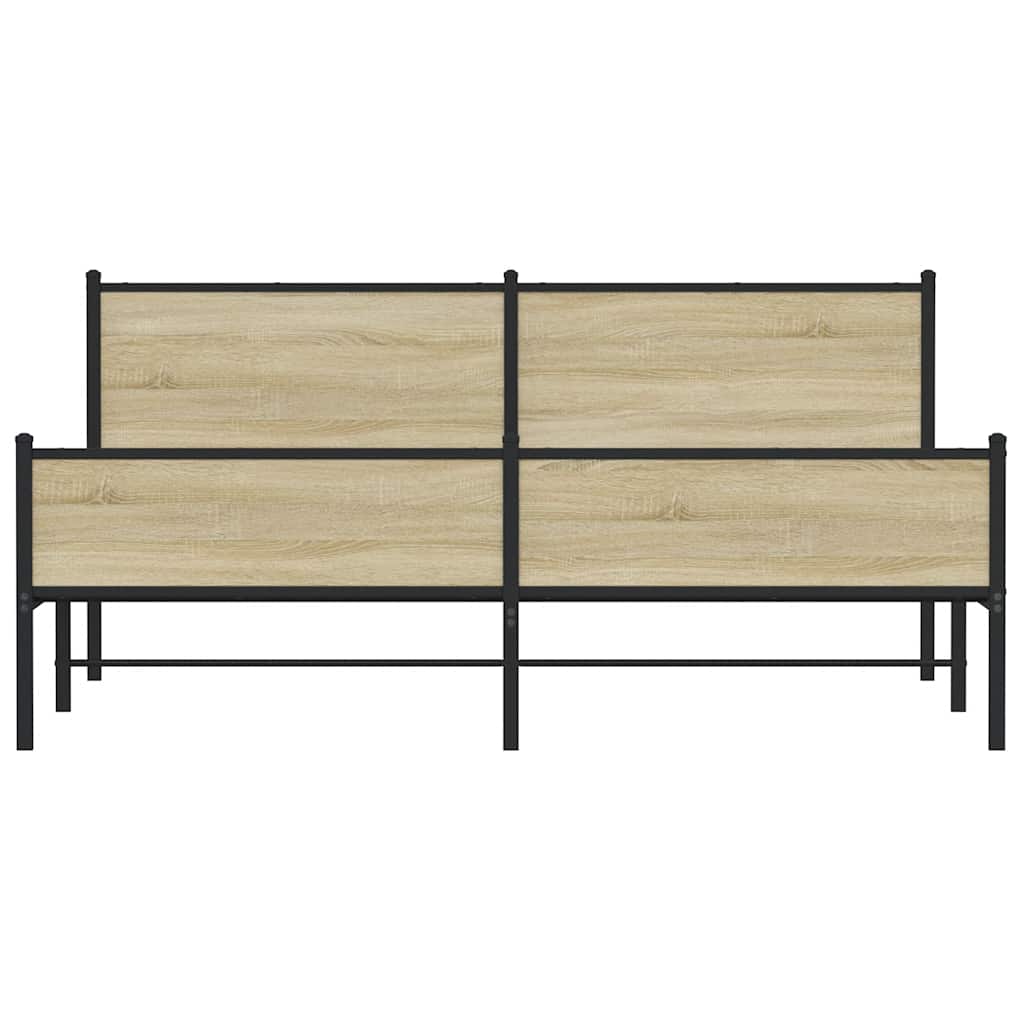 Vidaxl Metalowa Rama Łóżka, Bez Materaca, Dąb Sonoma, 160X200 Cm