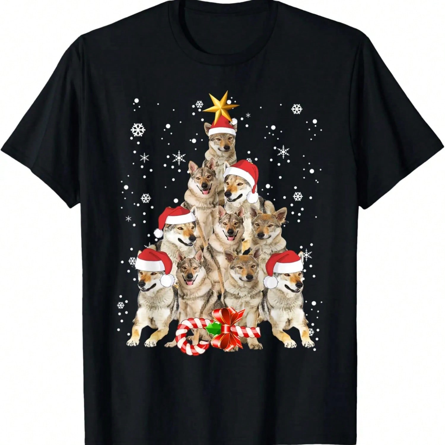 Wolfs Tree Christmas Sweater Xmas Pet Animal Wolf Lover Gift T-Shirt S разноцветный