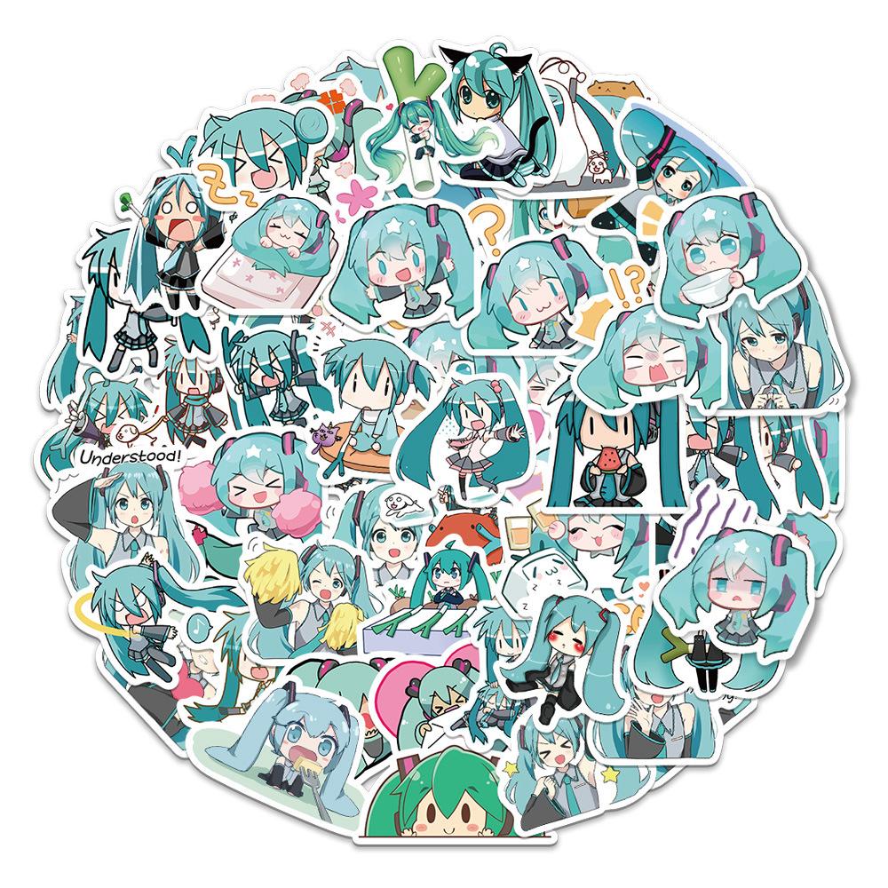 50 Cartoon Hatsune Miku Graffiti Aufkleber Gepäck Laptop Motorrad Auto Dekorative Aufkleber