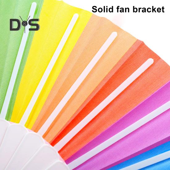 Rainbow Folding Fan Portable Plastic Handheld Colorful Summer Cooling Fan Decoration Dance Performance Props Party Costume Accessories