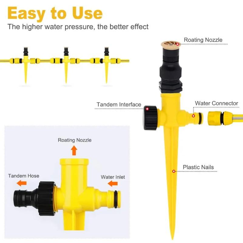 3Pcs 360° Rotation Automatic Lawn Sprinkler Adjustable Nozzle Corrosion Resistant Garden Watering System Buried Plug Irrigation Tool