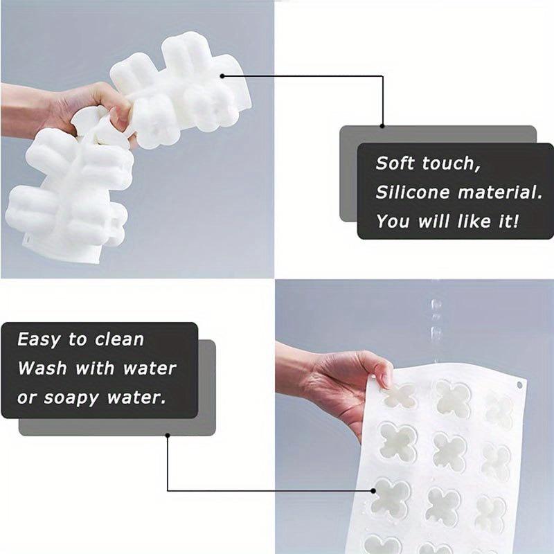 1 buc Matriță Mini Cub 3D cu 15 cavități, Matrițe Pătrate din Silicon cu Bule, Matriță pentru Lumânări din Ipsos