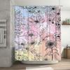 Pastel Floral Sketch Design Waterproof Shower Curtain Heat Resistant Machine Washable Non-Transparent 180x180cm